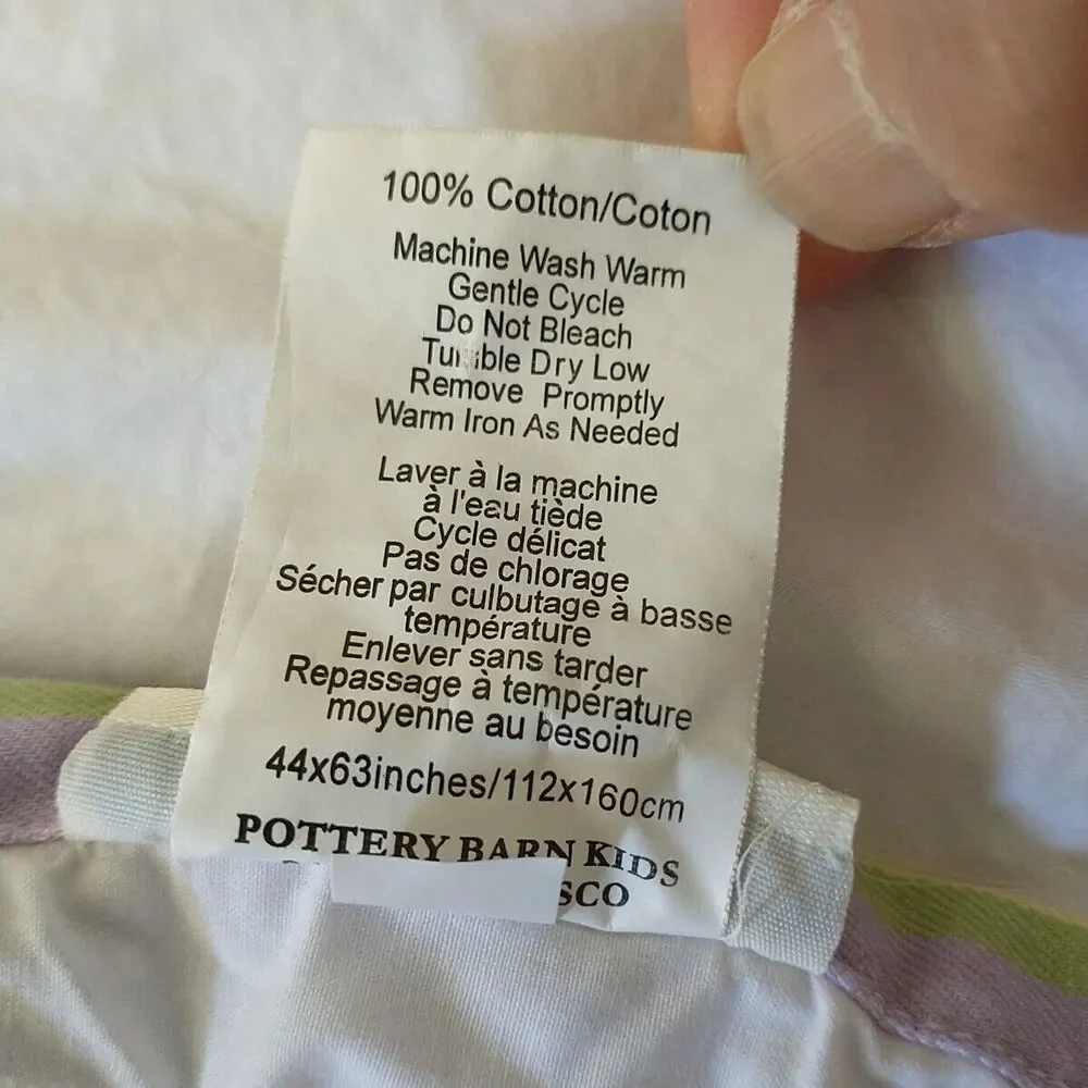 Pair POTTERY BARN KIDS Panel Curtain Drape Lined Multicolor Stripe Cotton 44x63